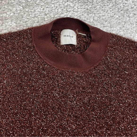 ANTHROPOLOGIE Maeve The Violetta Tinsel Sweater Crop Holiday Party Small ALTERED - Picture 6 of 10